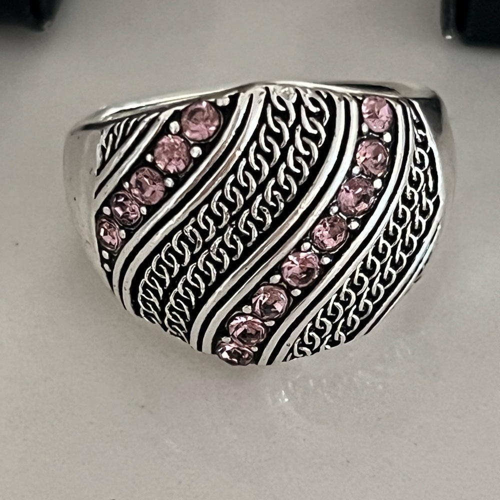 Avon Alexandria Silver Ring | Pink CZ Crystals Waves | size 8 | New NWT